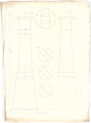 Röhrer, Karl; Säulen - Ansicht; Grundriss mit Maßangaben