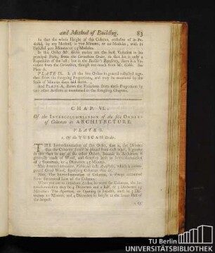 Chap. VI. Of the Intercolumniation of the five Orders of Columns in Architecture.