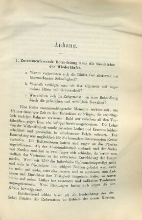1. Zusammenfassende Betrachtung über die Geschichte der Wiedertäufer