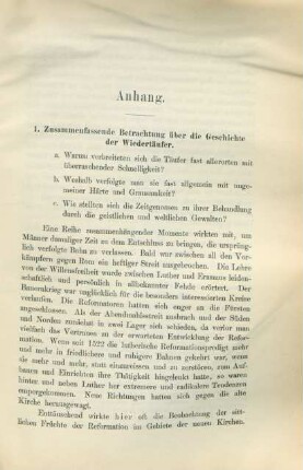1. Zusammenfassende Betrachtung über die Geschichte der Wiedertäufer