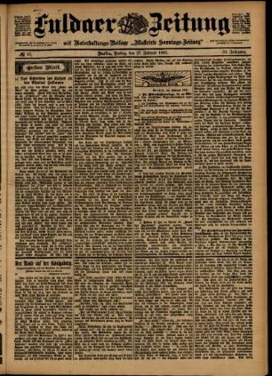 Erste Ausgabe vom Freitag, den 27. Februar 1903.