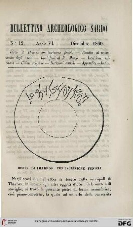 6: Disco di Tharros con iscrizione fenicia