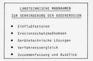 Landtechnische Maßnahmen zur Verhinderung der Bodenerosion