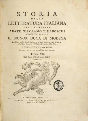 Storia della letteratura italiana. 7. Dall'anno 1500 all'anno 1600. 3