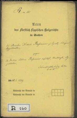 Rosemeier, Dietrich im Spork/Amt Detmold, Anerbe gegen seine Mutter Witwe Kolona Rosemeier - Abtretung des Kolonats