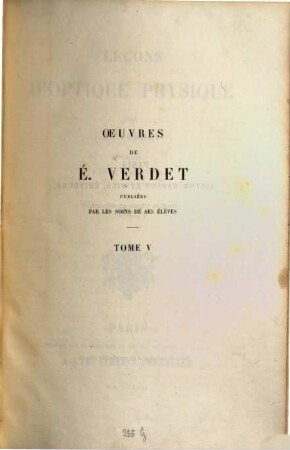 Leçons d'optique physique, 1