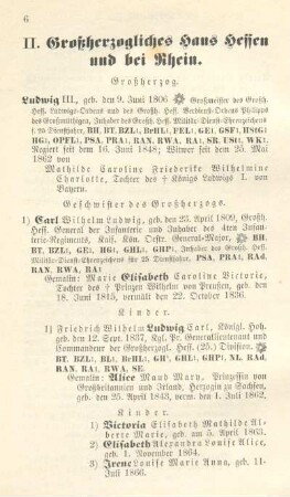 II. Großherzogliches Haus Hessen und bei Rhein.