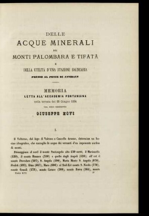 Delle Acque Minerali Dei Monti Palombara E Tifata
