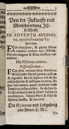 [I.] Von der Zukunfft und Menschwerdung Jesu Christi.