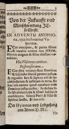 [I.] Von der Zukunfft und Menschwerdung Jesu Christi.