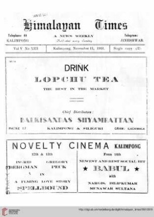 No. XIII (11 November 1951)