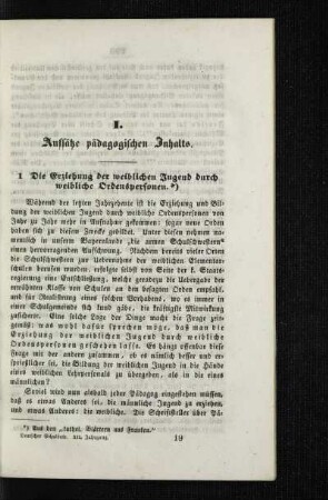 ¬Die¬ Erziehung der weiblichen Jugend durch weibliche Ordenspersonen