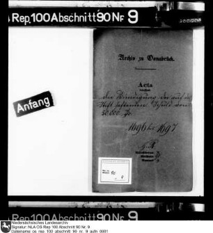 Kündigung der auf dem Stift haftenden Schuld von 50.000 Reichstalern