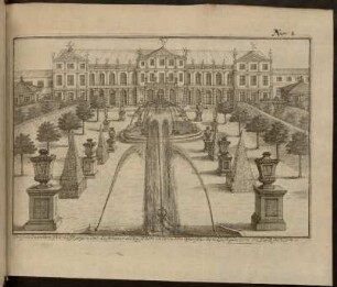 Prospect von dem Pernasso gegen das Lusthaus anzusehen in dem Hochfürstlichen Lustgarten in Saltzdahlen.