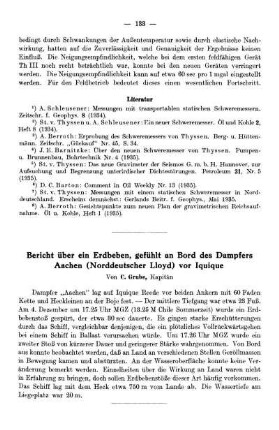 Bericht über ein Erdbeben, gefühlt an Bord des Dampfers Aachen (Norddeutscher Lloyd) vor Iquique