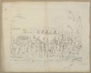 "Gefecht zwischen badischen Dragonern und französischen Husaren im Elsaß 1814."