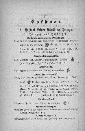II. Hofstaat