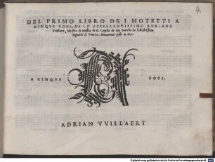 Musica quinque vocum (quae vulgo motecta nuncupantur) ... liber primus