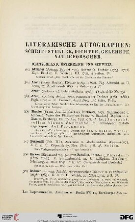 Literarische Autographen: Schriftsteller, Dichter, Gelehrte, Naturforscher (Nr. 303-943)
