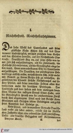 I. Reichshofrath. Reichshofrathszimmer