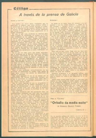 A través de la prensa de Galicia : Idioma y libertad [y] Síntomas