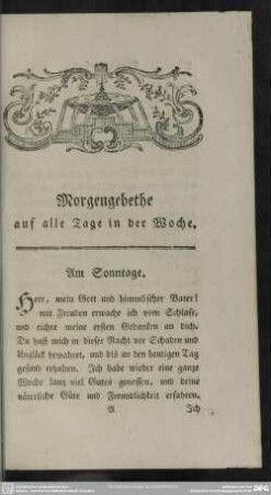 Morgengebethe auf alle Tage in der Woche