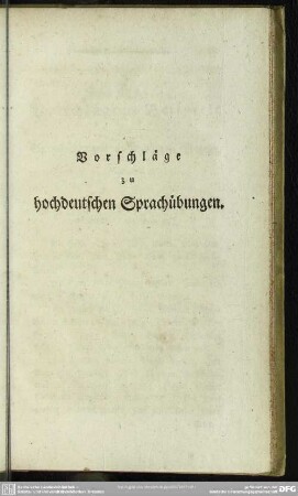 Vorschläge zu hochdeutschen Sprachübungen