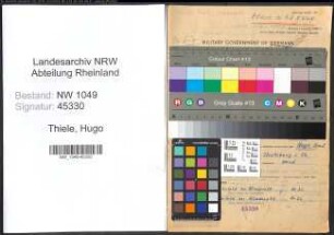 Entnazifizierung Hugo Thiele , geb. 13.02.1901 (Lehrer)
