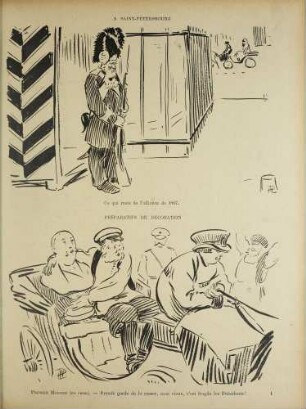 Félix Ier chez Nicolas II. Croquis humoristiques du Voyage du Président de la République