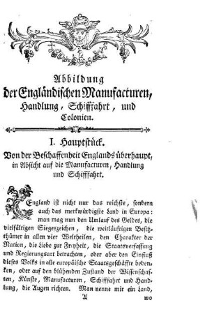 Von der Beschaffenheit Englands überhaupt