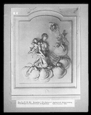 Stuckrelief, Hl. Magdalena : Jagdschloss Hubertusburg, Schlosskapelle, Stuckrelief, Hl. Magdalena