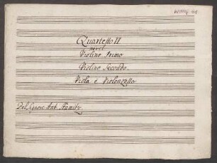 Quartets, vl (2), vla, vlc, DTB 16 D 8, D-Dur - Musiksammlung der Grafen zu Toerring-Jettenbach 41 : [title, vlc:] Quartetto VI. per il Violino Primo, Violino Secondo, Viola è Violonzello Del Signore Ant[on] Stamitz.