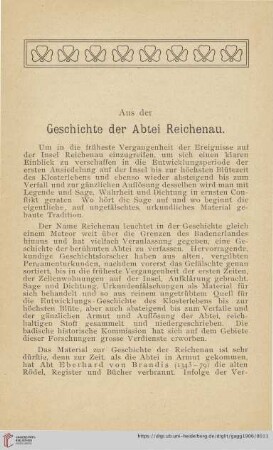 Aus der Geschichte der Abtei Reichenau