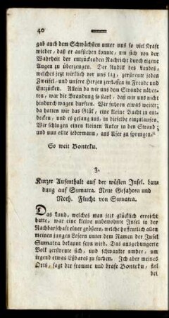 3. Kurzer Aufenthalt auf der wüsten Insel. Landung auf Sumatra. Neue Gefahren und Noth. Flucht von Sumatra
