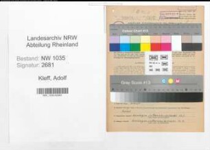 Entnazifizierung Adolf Kleff , geb. 02.01.1904 (Foerdermaschinist)