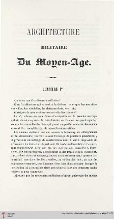 Chapitre Ier: Définition et classification chronologique de l'architecture militaire
