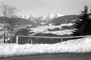 Weiler: Deutsche Alpenstraße, ohne Straße, Vordergrund Zaun