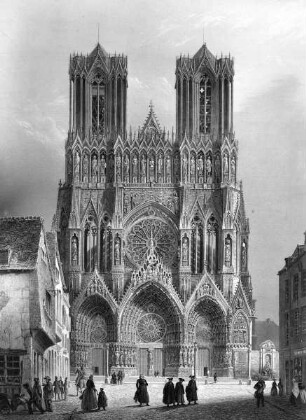 Ansicht der Fassade der Kathedrale von Reims