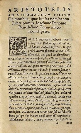 Aristotelis Ad Nicomachvm Filivm De Moribus, quae Ethica nominantur : libri decem ; Cum locuplete rerum & uerborum memorabilium Indice
