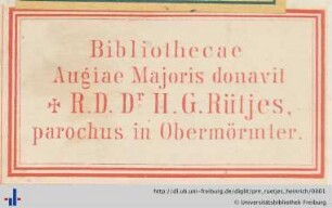[Provenienz]: Rütjes, Heinrich Gisbert