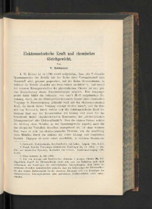 Elektromotorische Kraft und chemisches Gleichgewicht