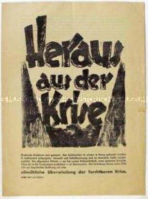 Flugschrift der Reichszentrale für Heimatdienst zur Wirtschaftskrise