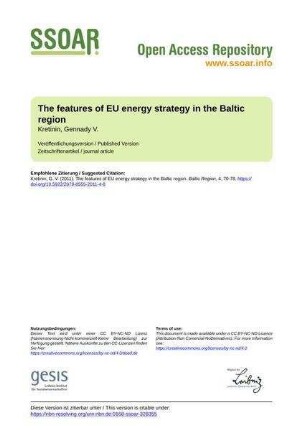 The features of EU energy strategy in the Baltic region
