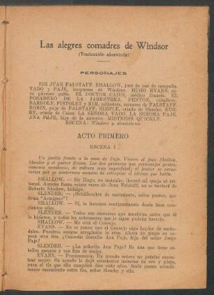 Las alegres comadres de Winsor : (Traducción abreviada)