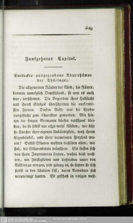 Funfzehntes Capitel. Entdeckte ausgegrabene Alterthümer der Thüringer