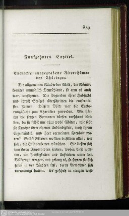 Funfzehntes Capitel. Entdeckte ausgegrabene Alterthümer der Thüringer