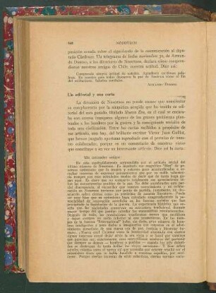 Un editorial y una carta