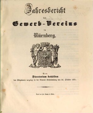 Jahresbericht des Gewerb-Vereins in Nürnberg. 1851