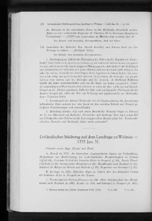 Livländischer Städtetag auf dem Landtage zu Wolmar. - 1533 Jan. 31.