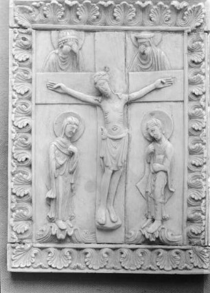 Kreuzigung Christi mit Maria und Johannes sowie zwei weitere Heilige